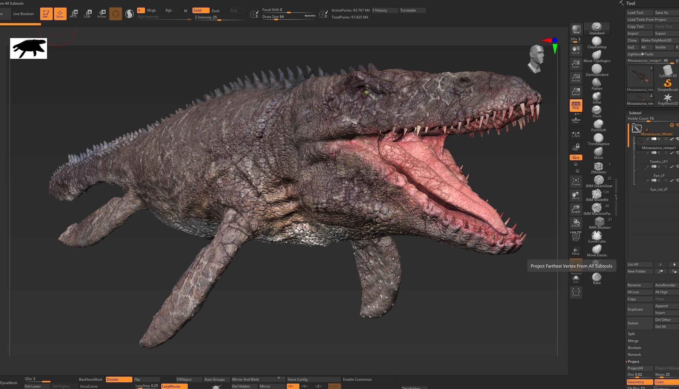Dinosaur Mosasaurus Sculpt Project 3D model_17