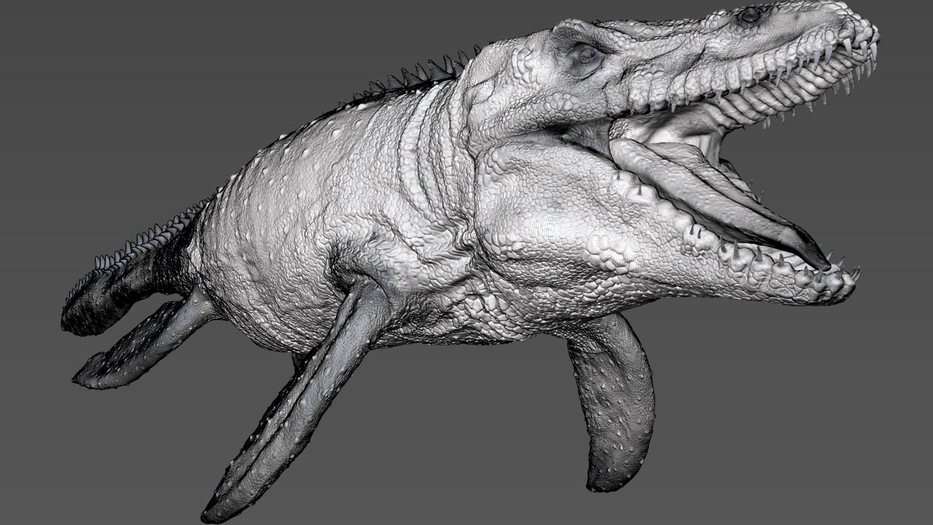 Dinosaur Mosasaurus Sculpt Project 3D model_16