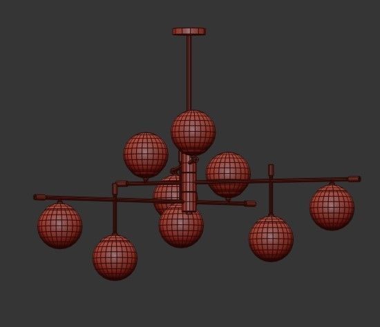 Spike Nine Balls Hanging Lamp 3D model_1