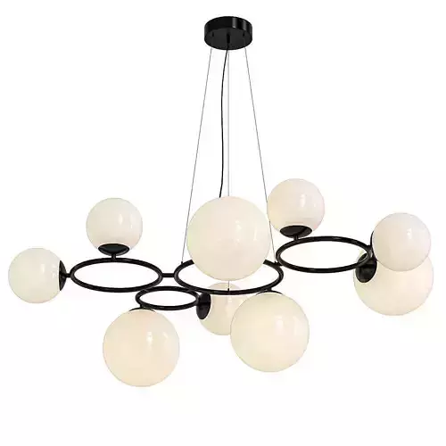 Bubbles on 4 Rings Chandelier Black