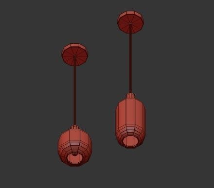 A M P three glass pendant lights hanging 3D model_1