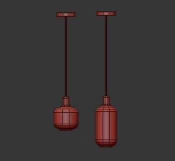 A M P three glass pendant lights hanging 3D model_2