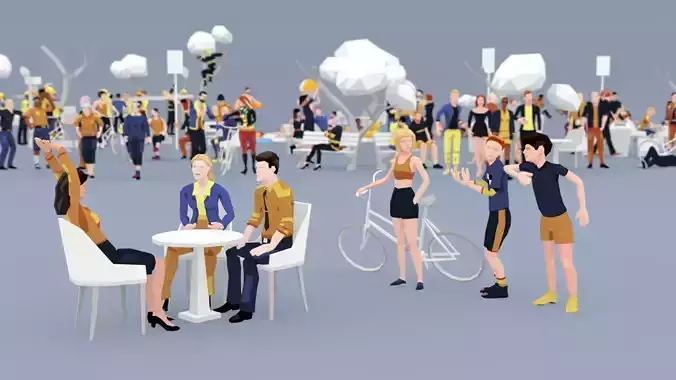 City People Mega-Pack Low-Poly Style Rigged Characters Low-poly 3D model