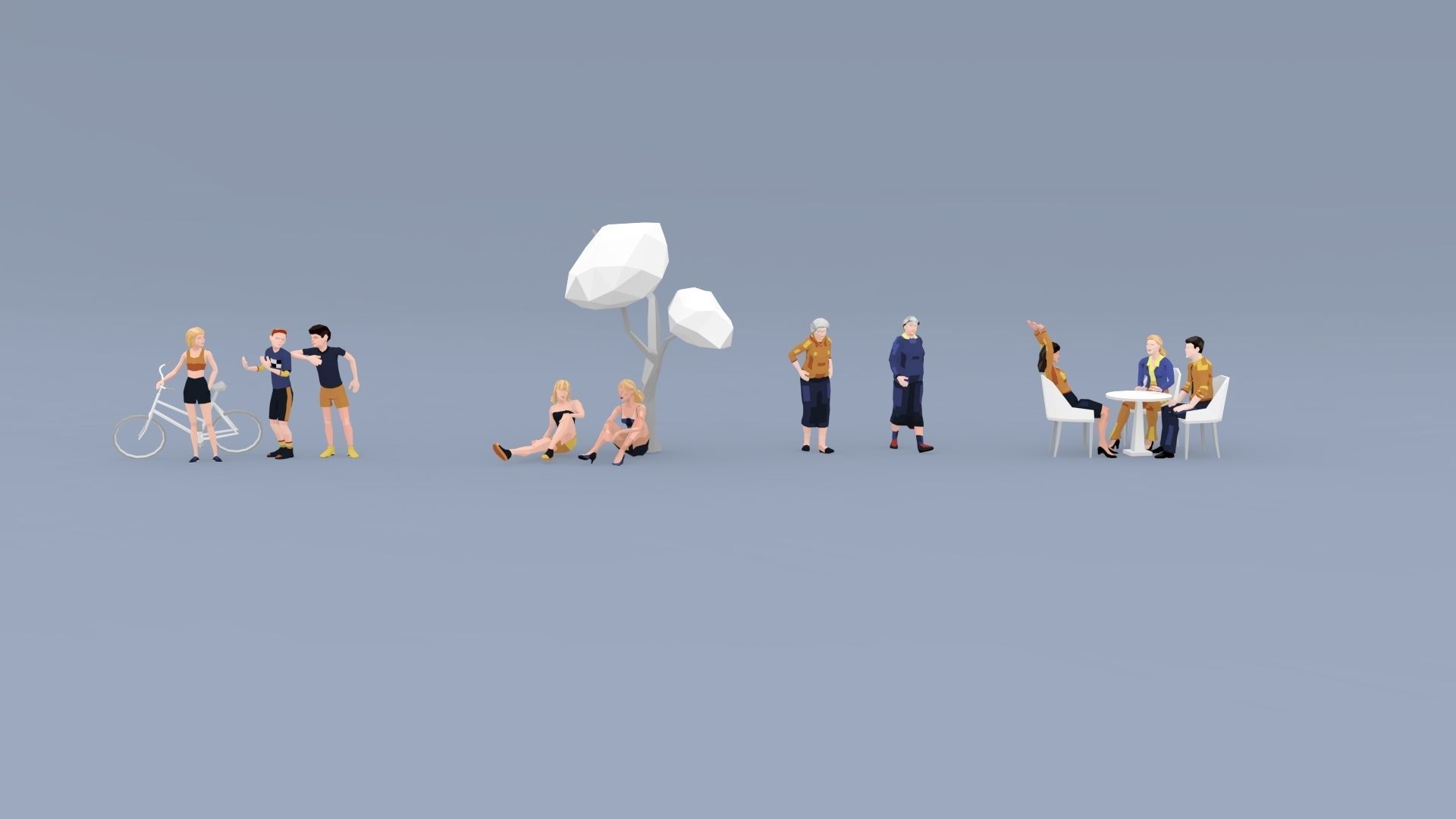 City People Mega-Pack Low-Poly Style Rigged Characters Low-poly 3D model_13