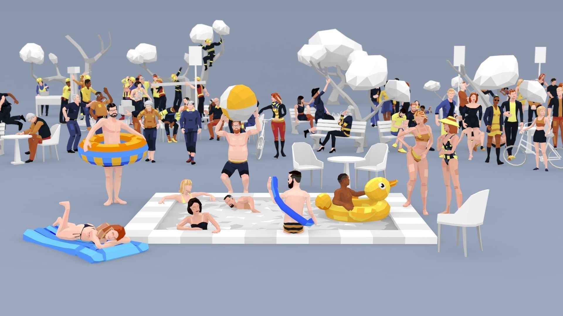 City People Mega-Pack Low-Poly Style Rigged Characters Low-poly 3D model_4