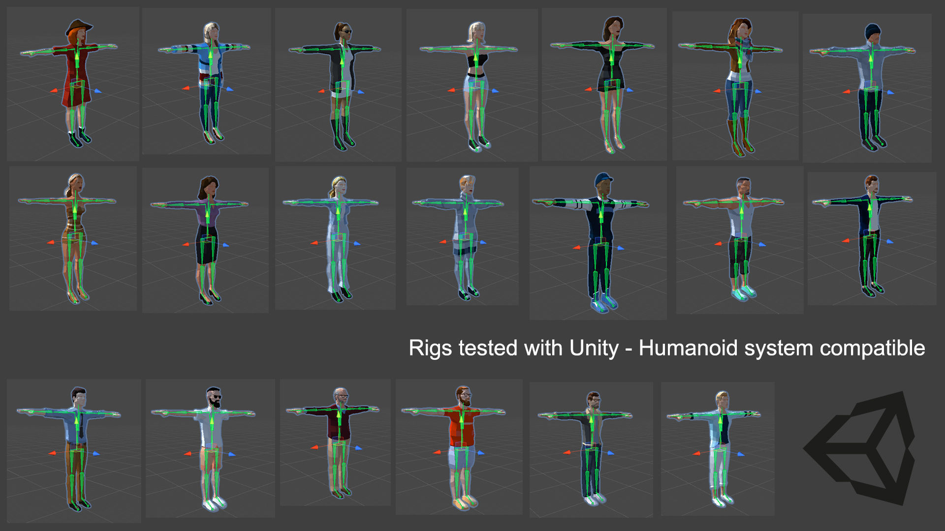 City People Mega-Pack Low-Poly Style Rigged Characters Low-poly 3D model_15