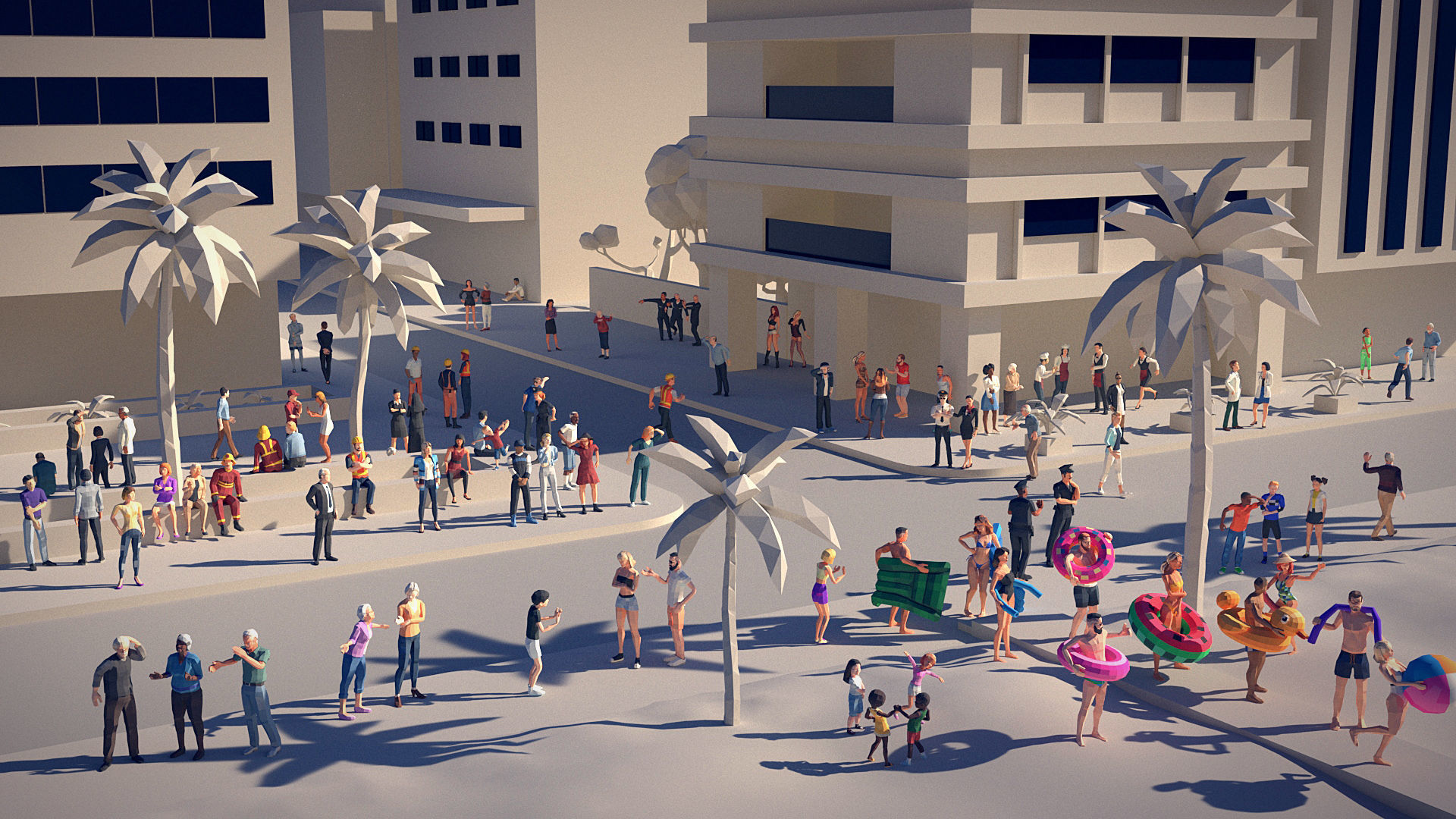 City People Mega-Pack Low-Poly Style Rigged Characters Low-poly 3D model_19