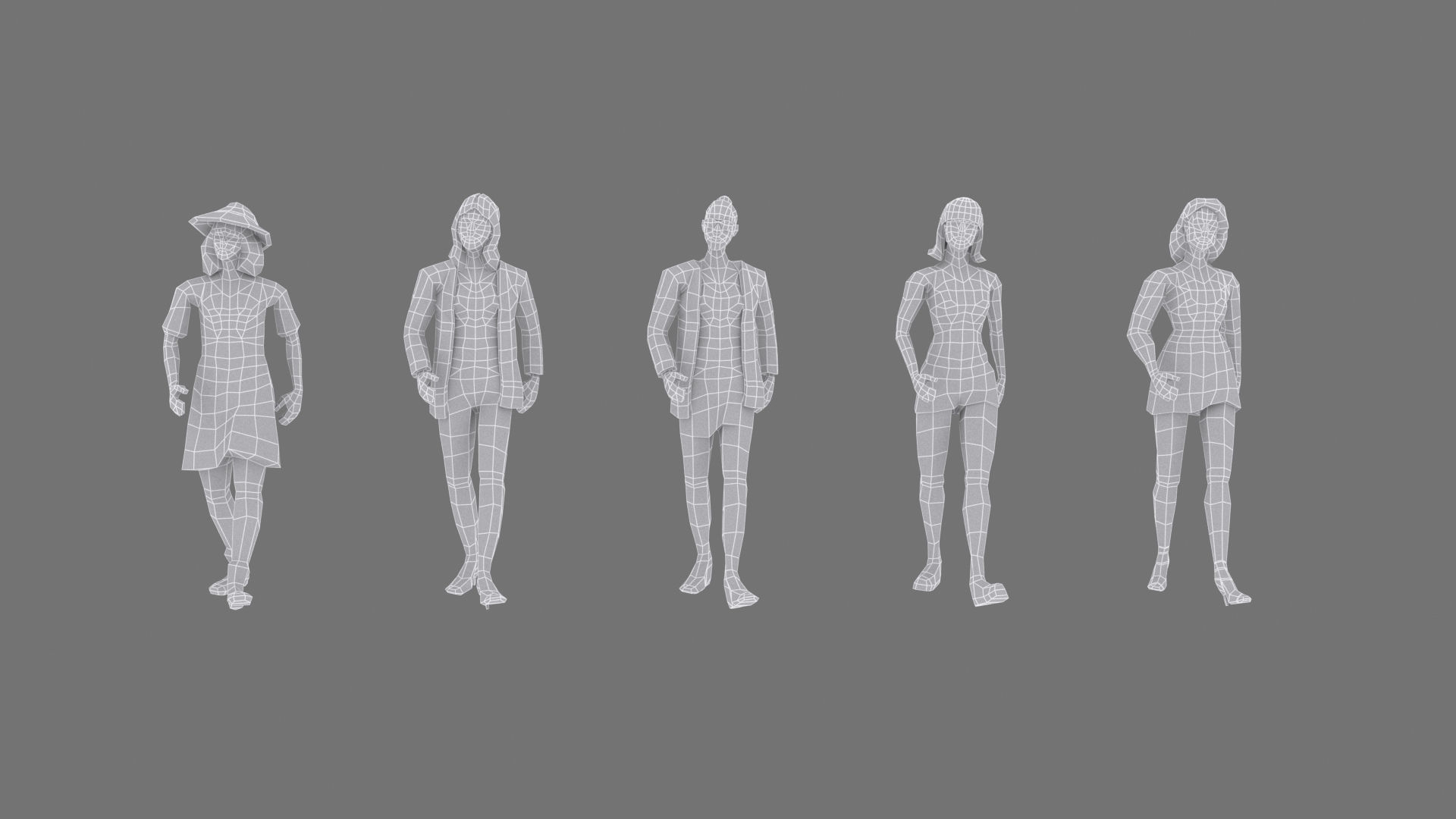 City People Mega-Pack Low-Poly Style Rigged Characters Low-poly 3D model_16