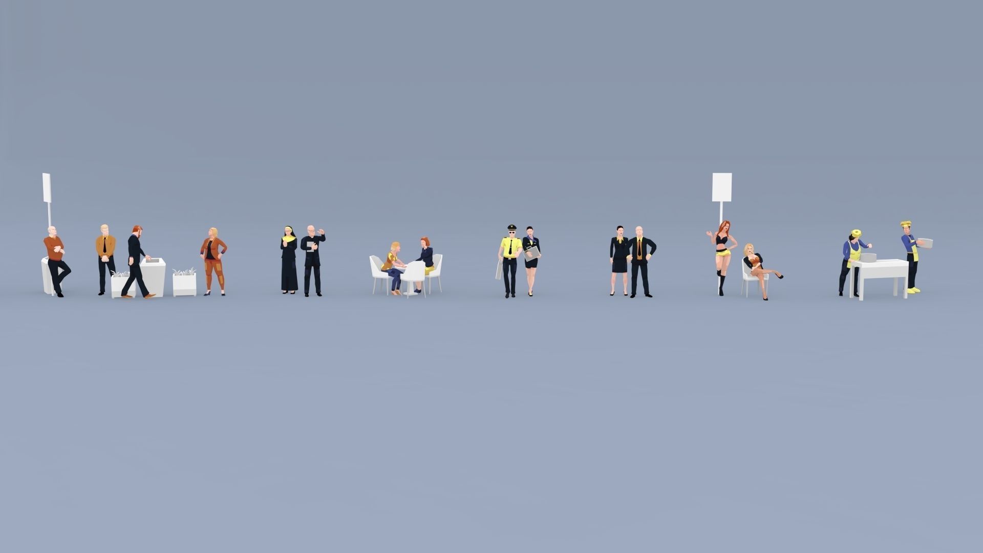 City People Mega-Pack Low-Poly Style Rigged Characters Low-poly 3D model_11