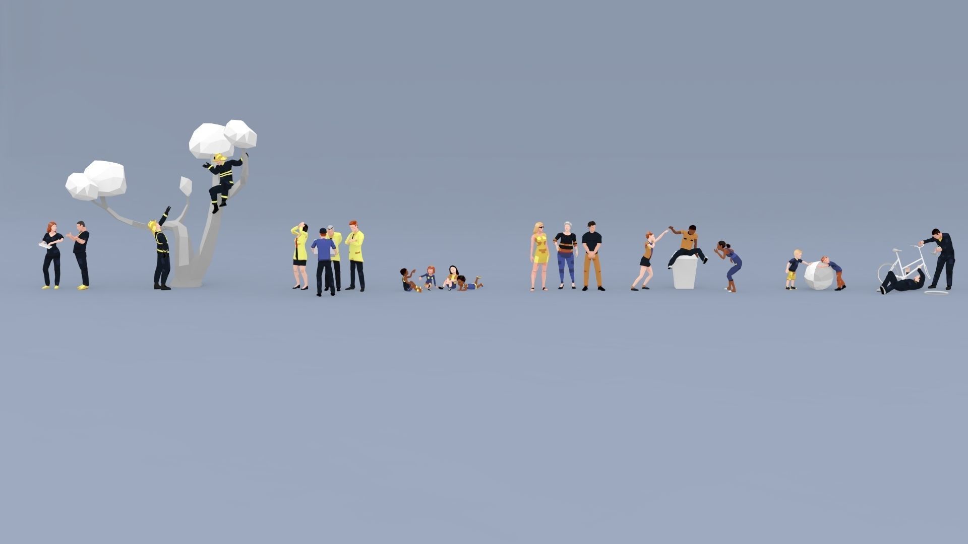 City People Mega-Pack Low-Poly Style Rigged Characters Low-poly 3D model_12