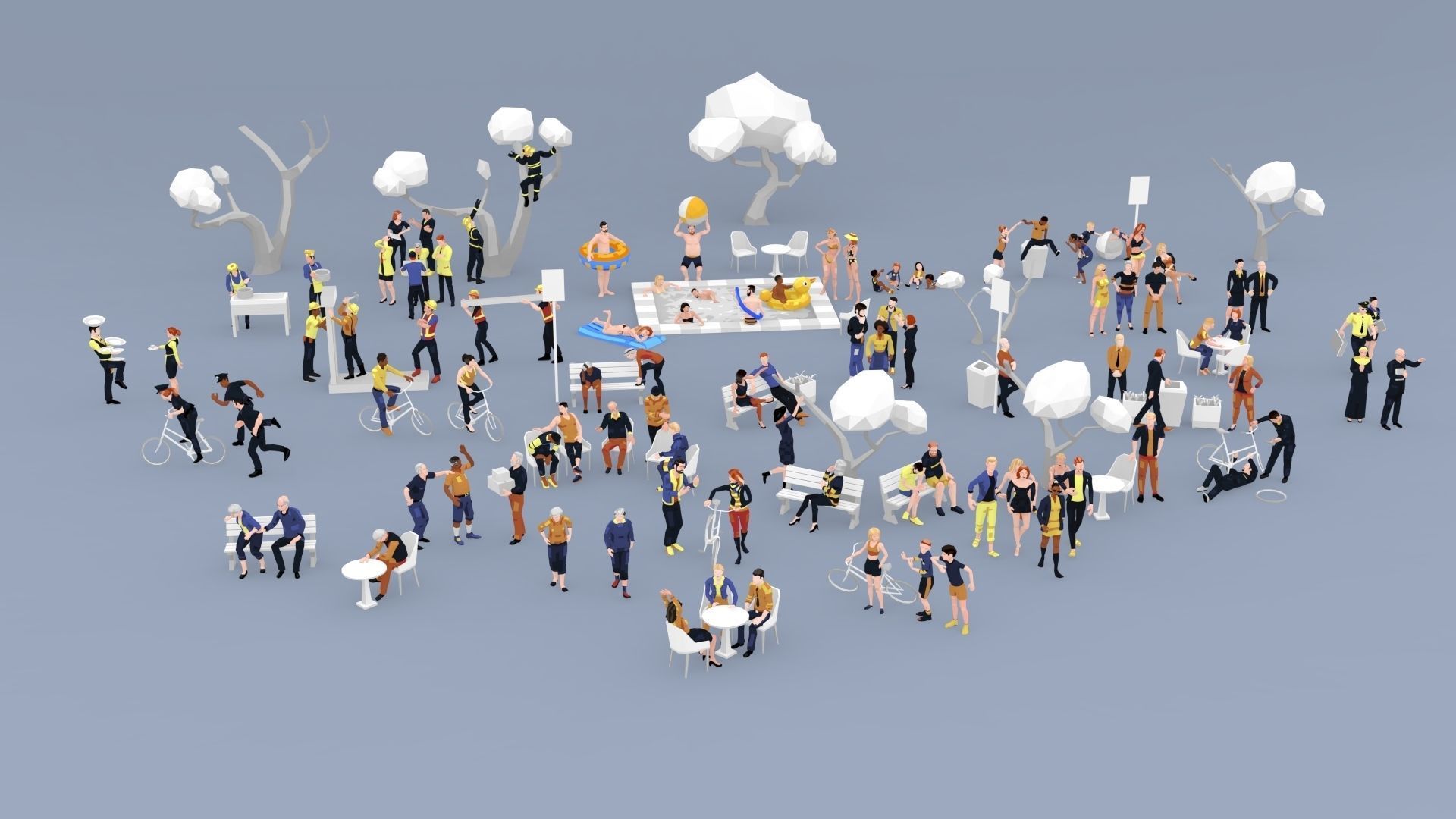 City People Mega-Pack Low-Poly Style Rigged Characters Low-poly 3D model_6