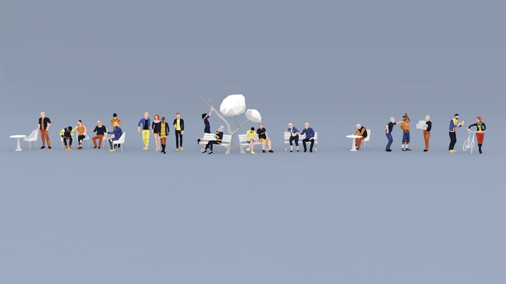 City People Mega-Pack Low-Poly Style Rigged Characters Low-poly 3D model_9