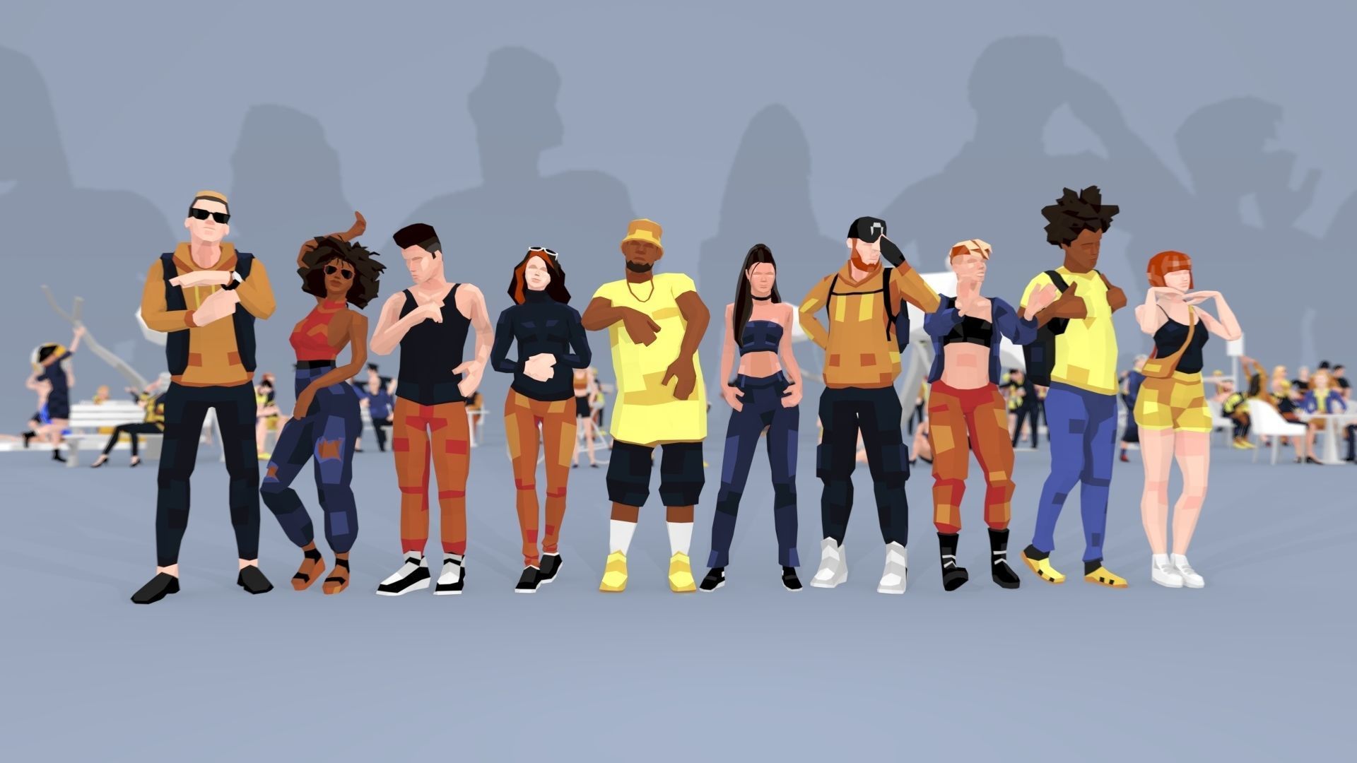 City People Mega-Pack Low-Poly Style Rigged Characters Low-poly 3D model_8