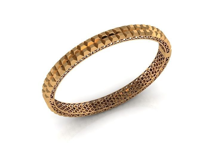 BRACELET gold bangle with intricate pattern 3D print model