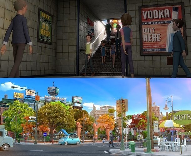 Cartoon City Street Scene V2 3D model 7
