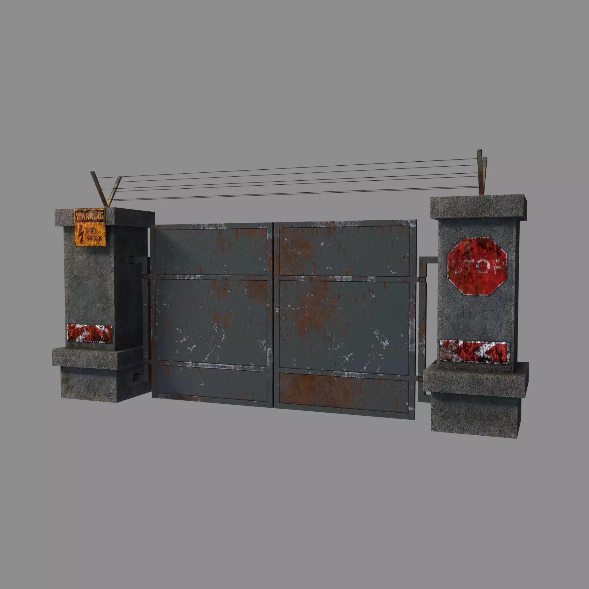RoadBlock Gates Low-poly 3D model_0
