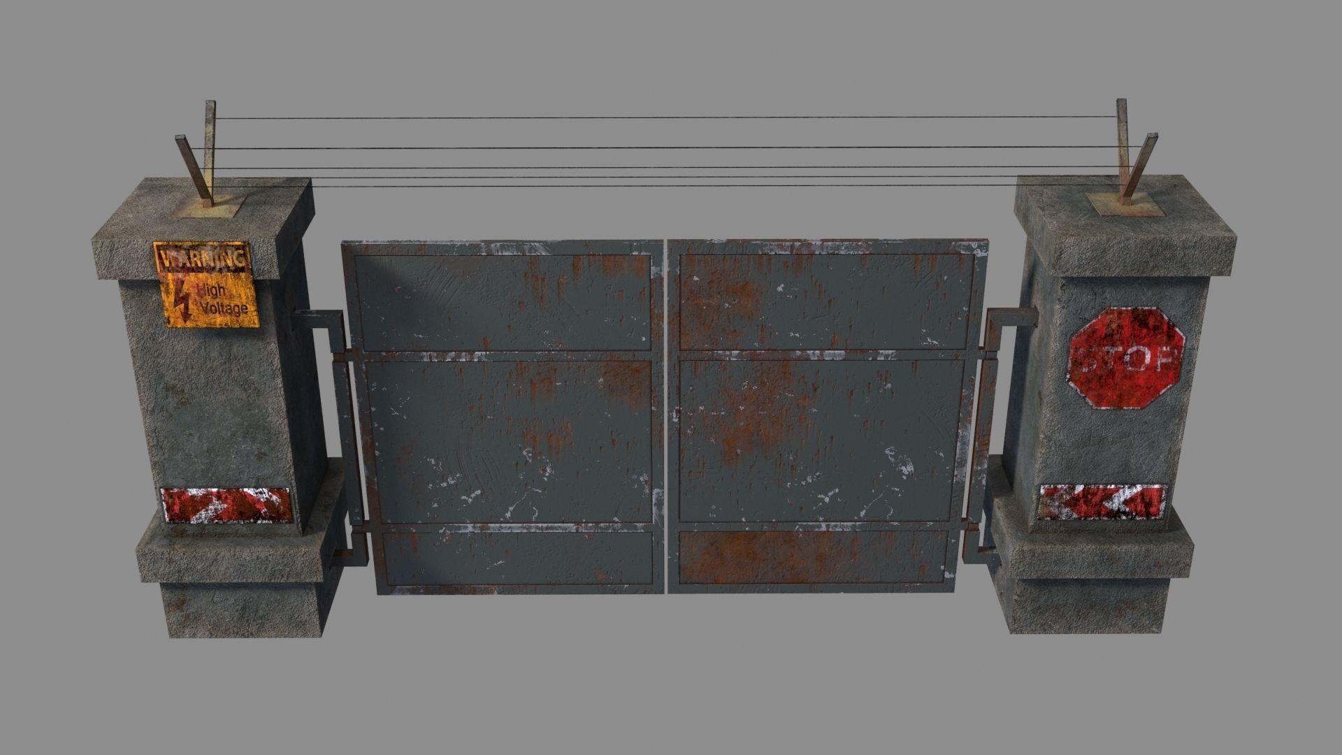 RoadBlock Gates Low-poly 3D model_7