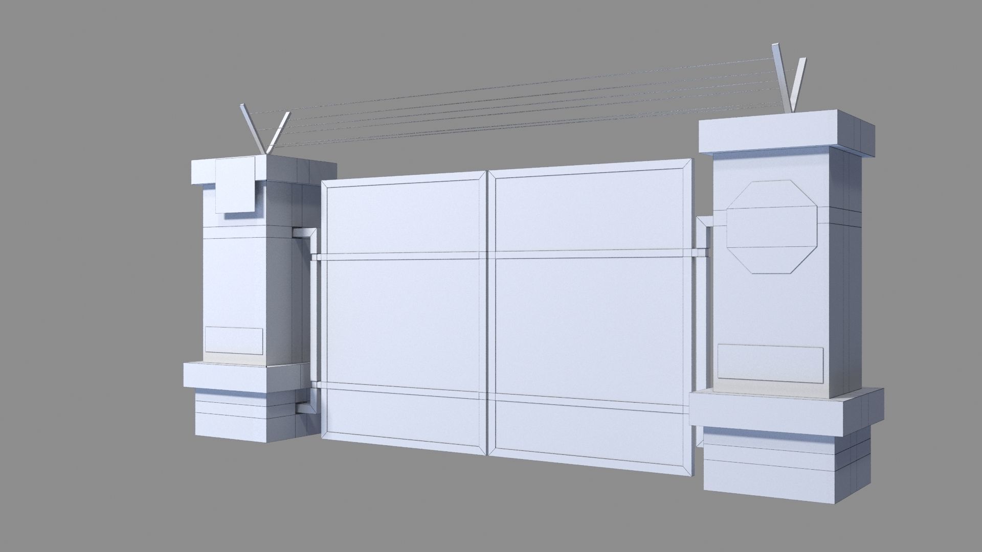 RoadBlock Gates Low-poly 3D model_12