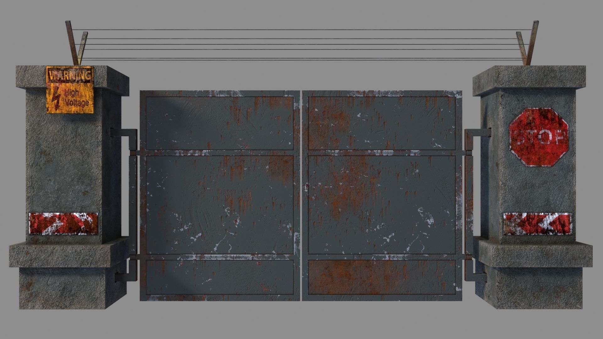 RoadBlock Gates Low-poly 3D model_3