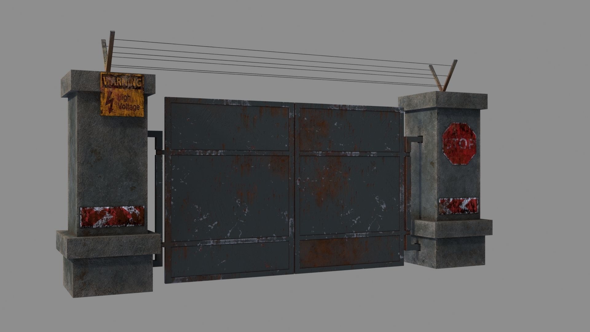 RoadBlock Gates Low-poly 3D model_6