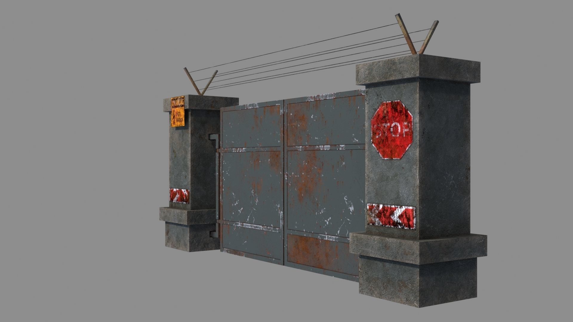 RoadBlock Gates Low-poly 3D model_4