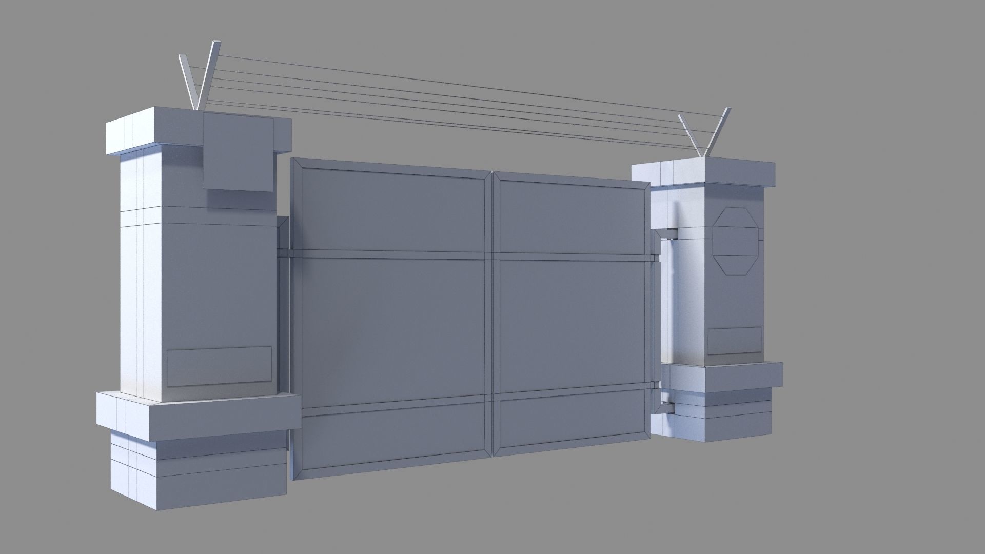 RoadBlock Gates Low-poly 3D model_10