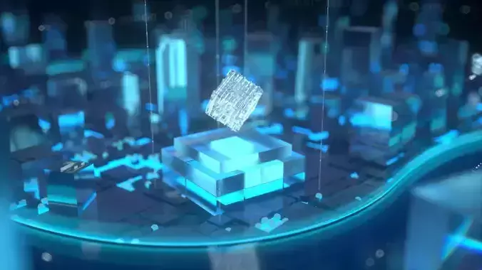 City-A futuristic city with cube