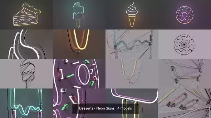 Desserts - Neon Signs 3D Model Collection