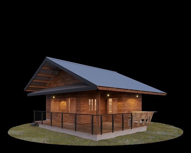 Wooden House Free low-poly 3D model