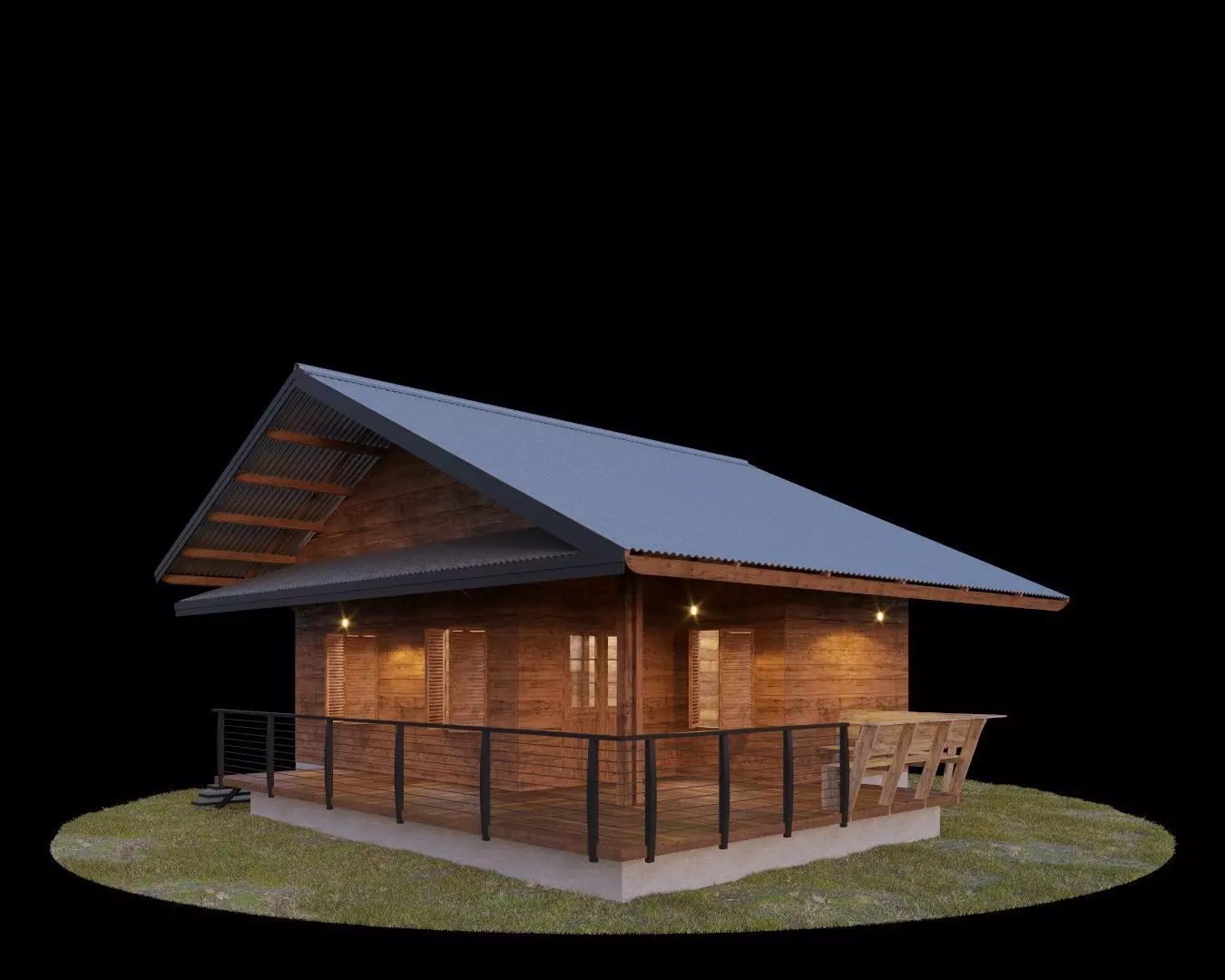 Wooden House Free low-poly 3D model