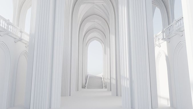 medieval palace stair Low-poly 3D model