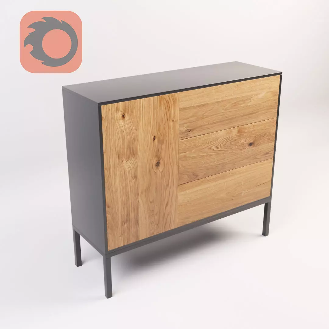 Metal-Wooden Cabinet Free 3D model