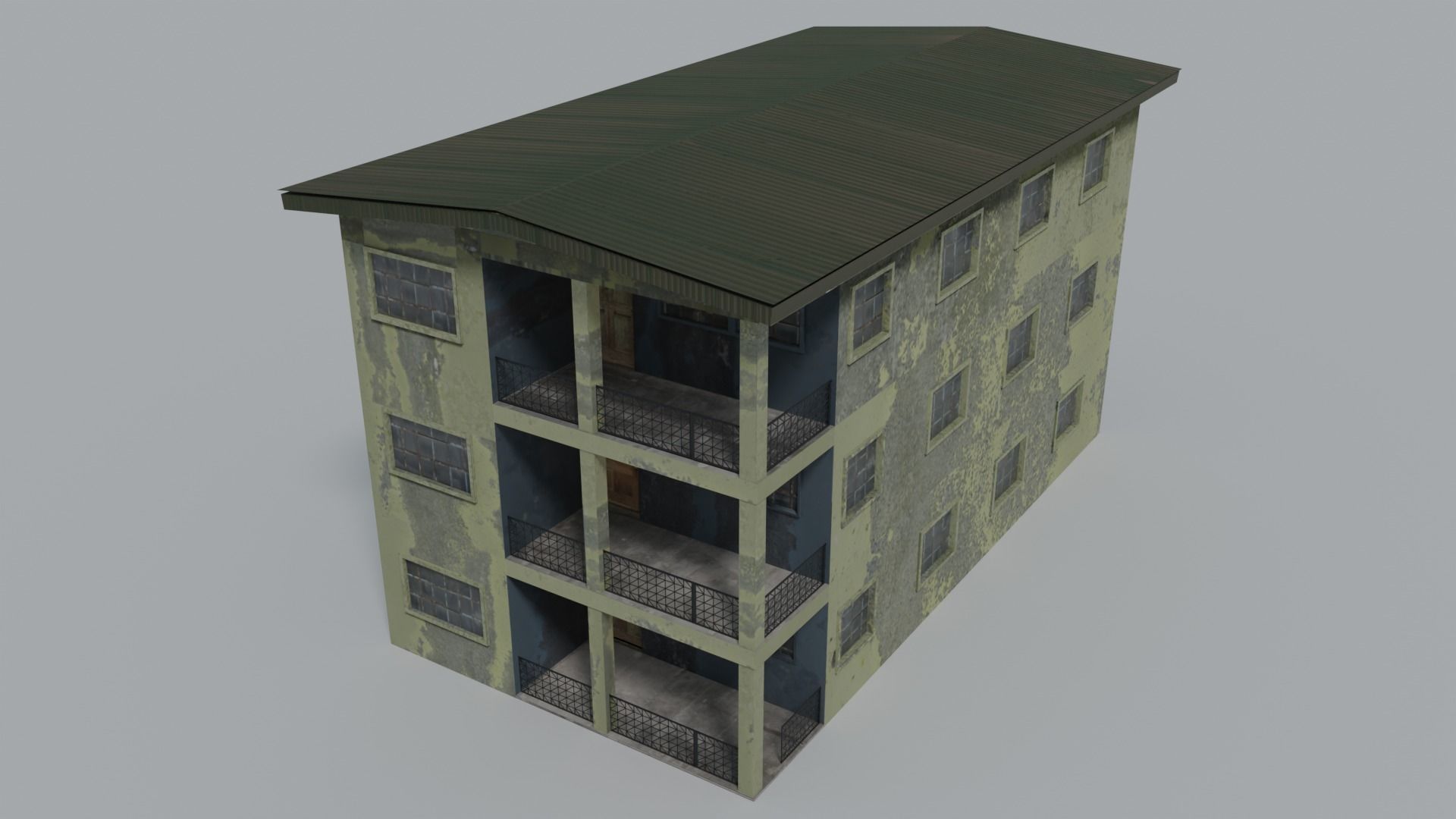Old sub-urban house Free low-poly 3D model_1