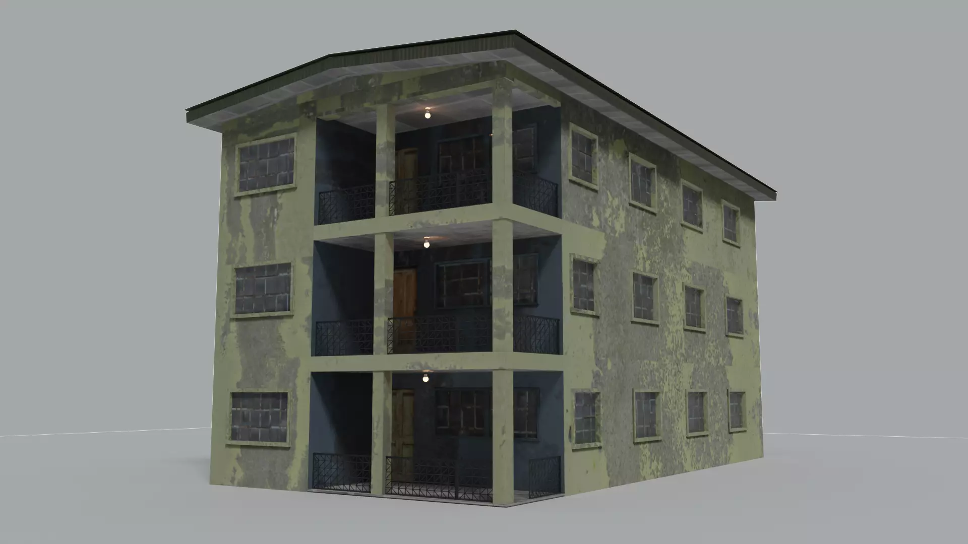 Old sub-urban house Free low-poly 3D model_0