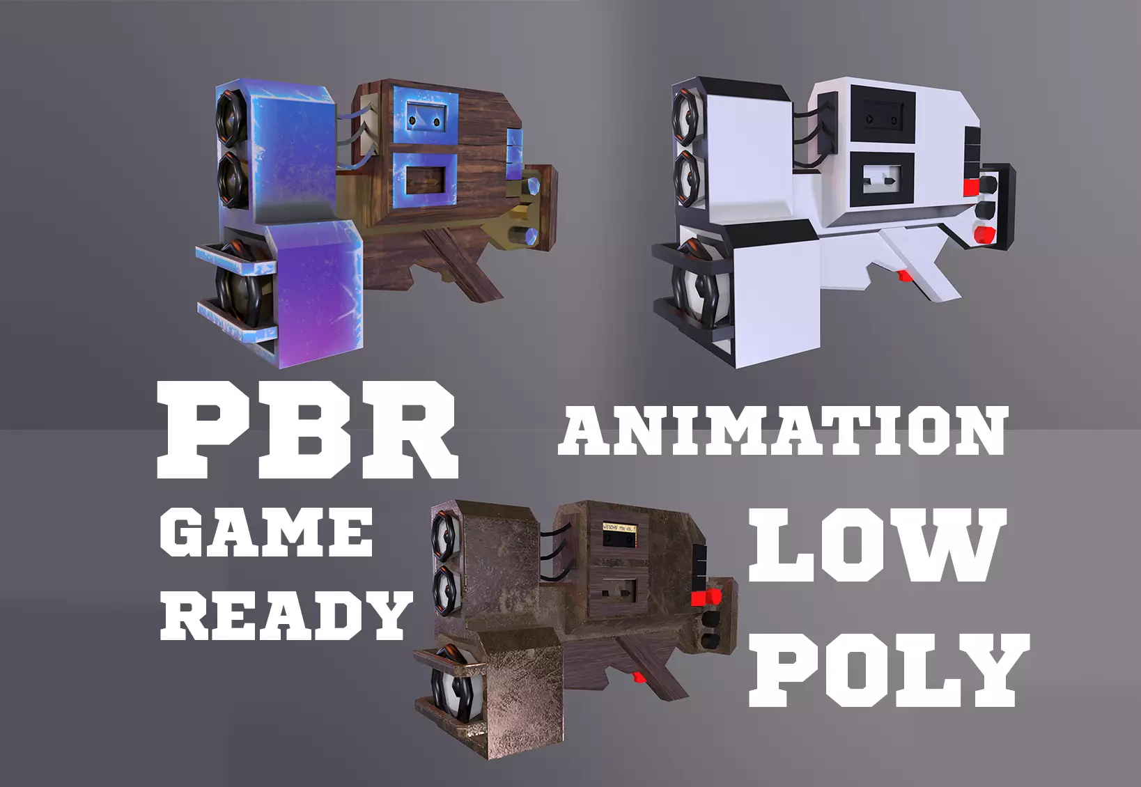 Dubstep gun sci fi game ready low poly pbr 3d model Low-poly 3D model
