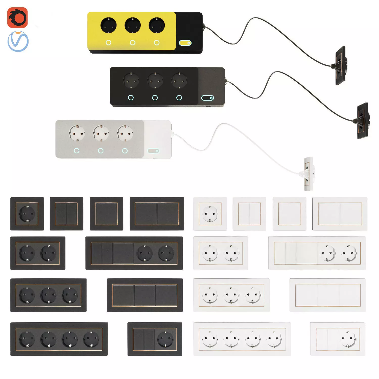 Sockets and switchs 3D model