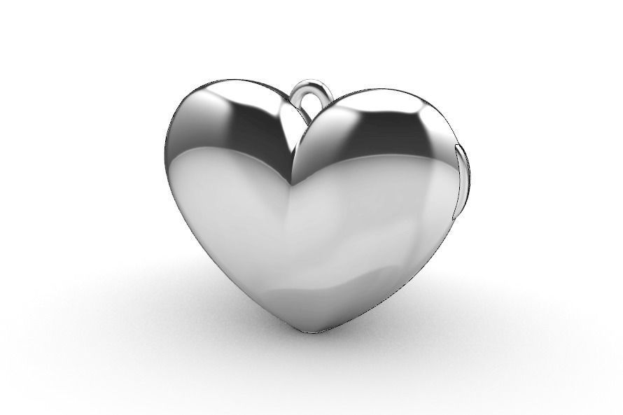 Heart locket with integrated hinge and clasp - 30mm 3D print model_2