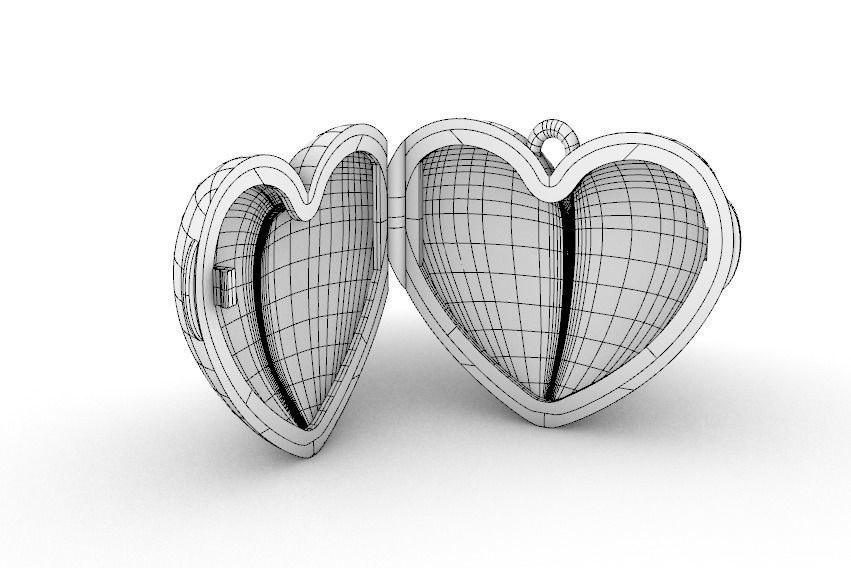 Heart locket with integrated hinge and clasp - 30mm 3D print model_6