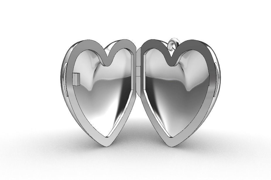 Heart locket with integrated hinge and clasp - 30mm 3D print model_1