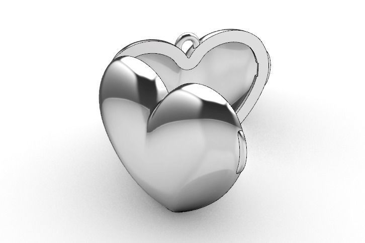 Heart locket with integrated hinge and clasp - 30mm 3D print model_5