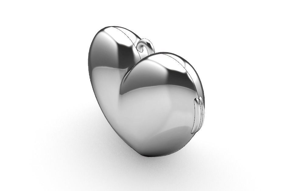 Heart locket with integrated hinge and clasp - 30mm 3D print model_3