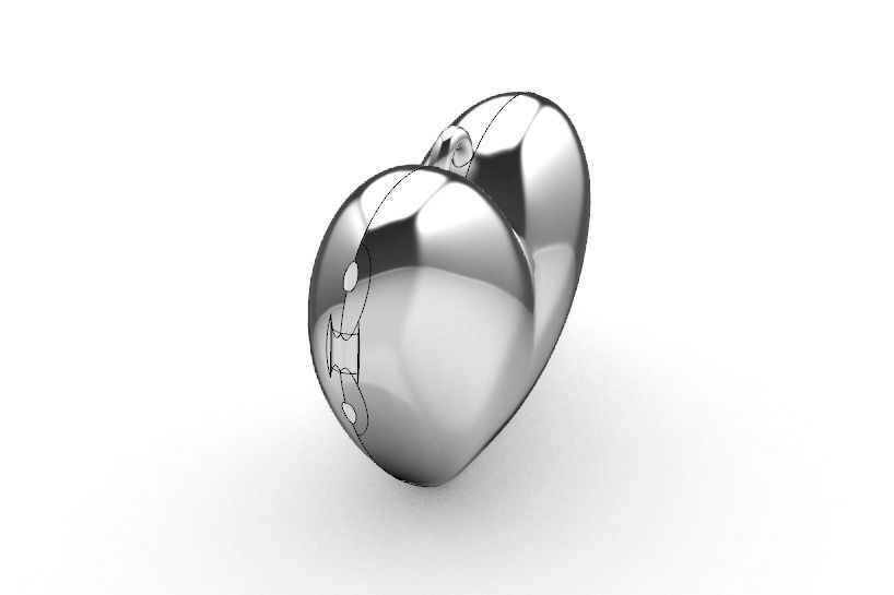 Heart locket with integrated hinge and clasp - 30mm 3D print model_4