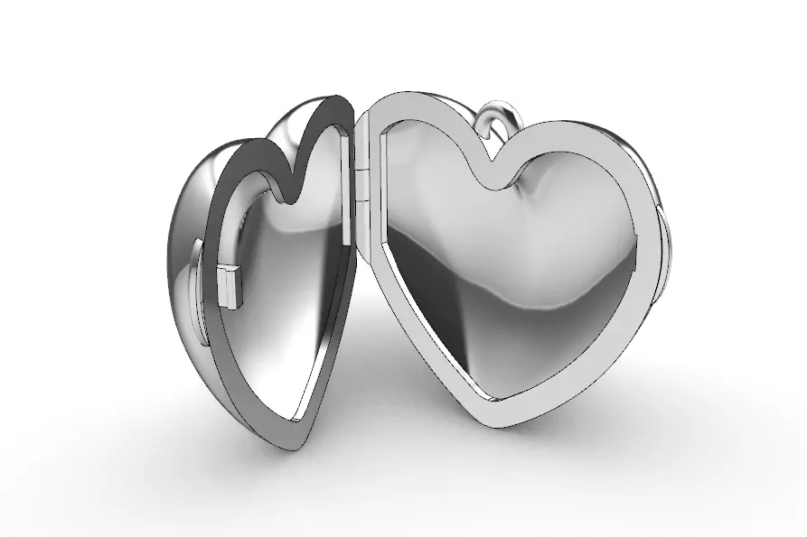 Heart locket with integrated hinge and clasp - 30mm 3D print model_0