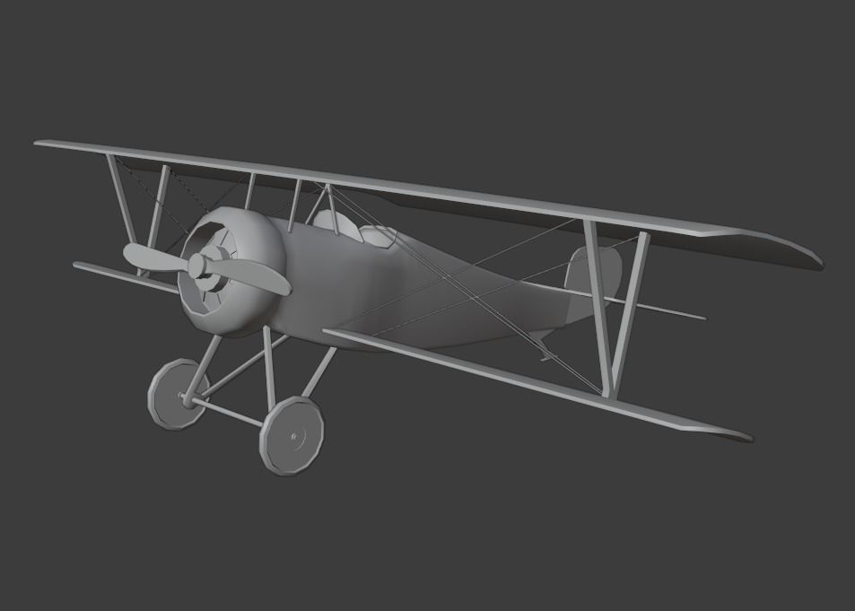 Airplane vintage biplane Low-poly 3D model_1
