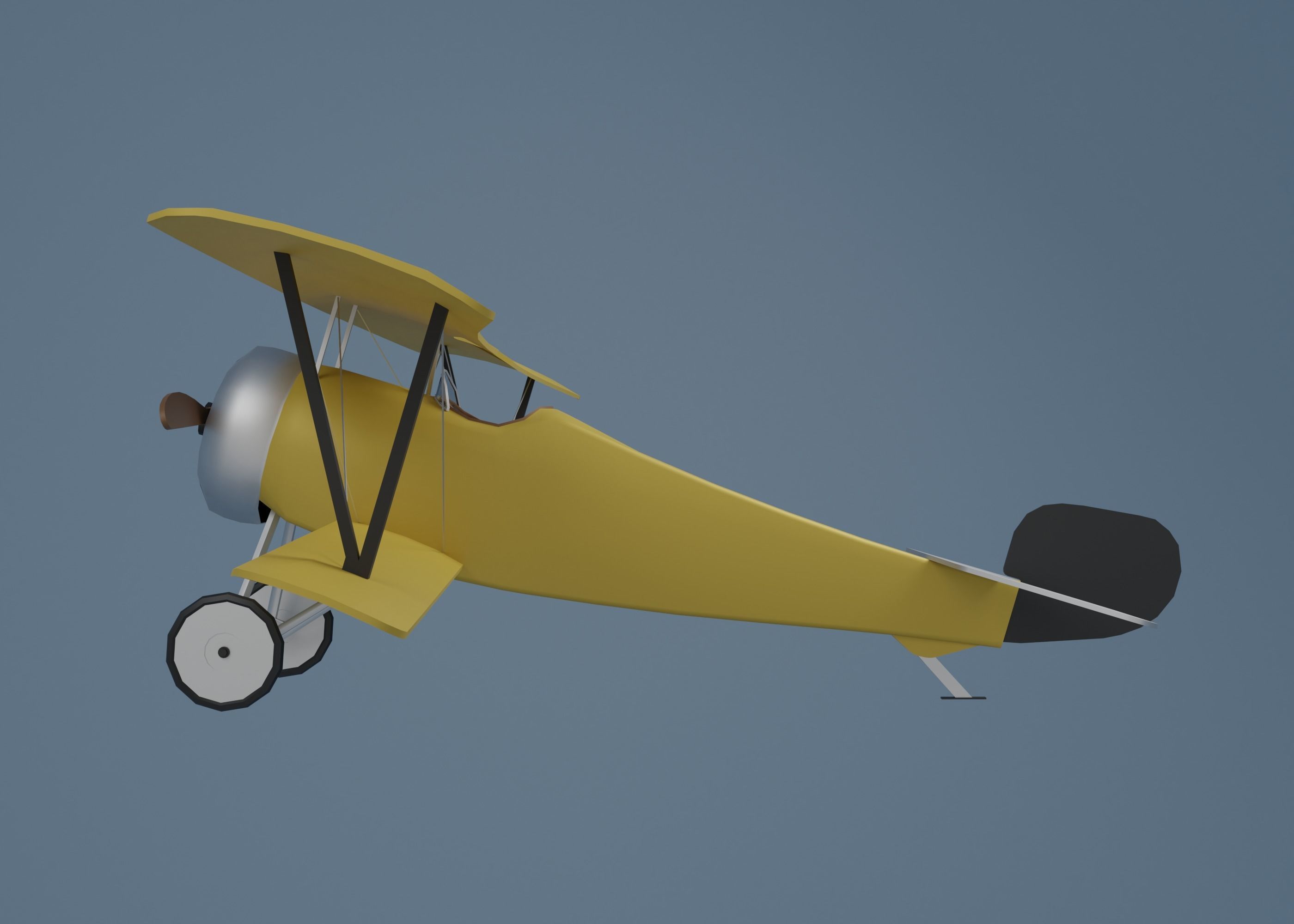 Airplane vintage biplane Low-poly 3D model_4