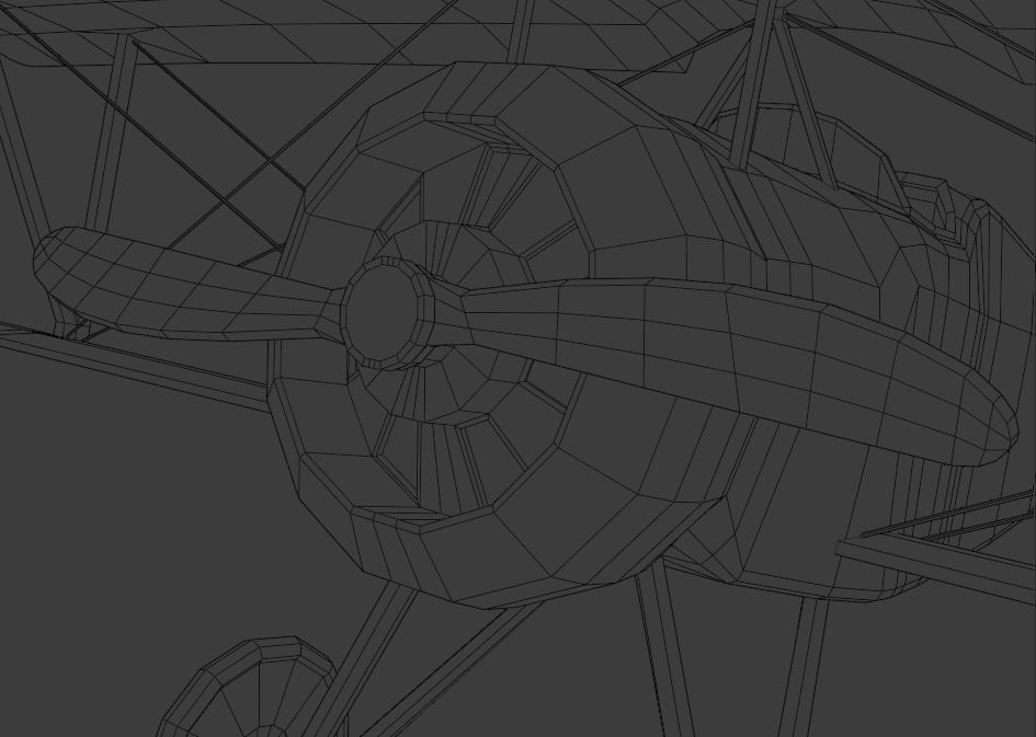 Airplane vintage biplane Low-poly 3D model_10