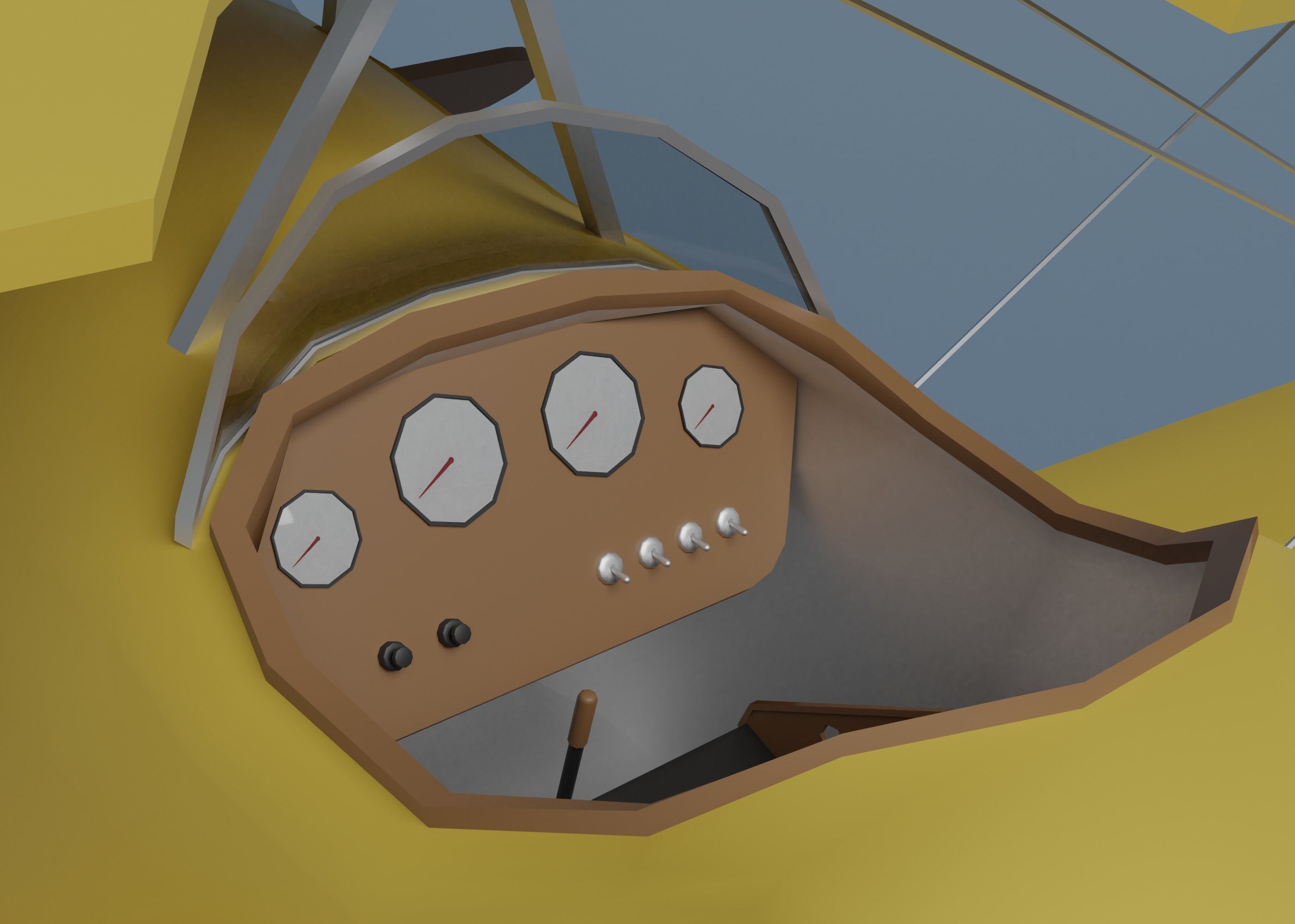 Airplane vintage biplane Low-poly 3D model_6