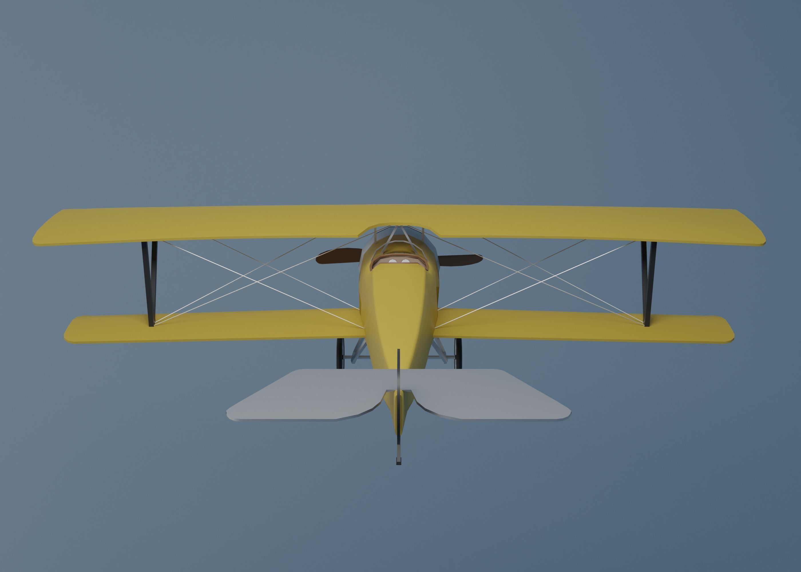 Airplane vintage biplane Low-poly 3D model_5
