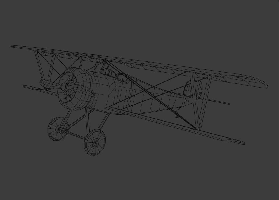 Airplane vintage biplane Low-poly 3D model_2