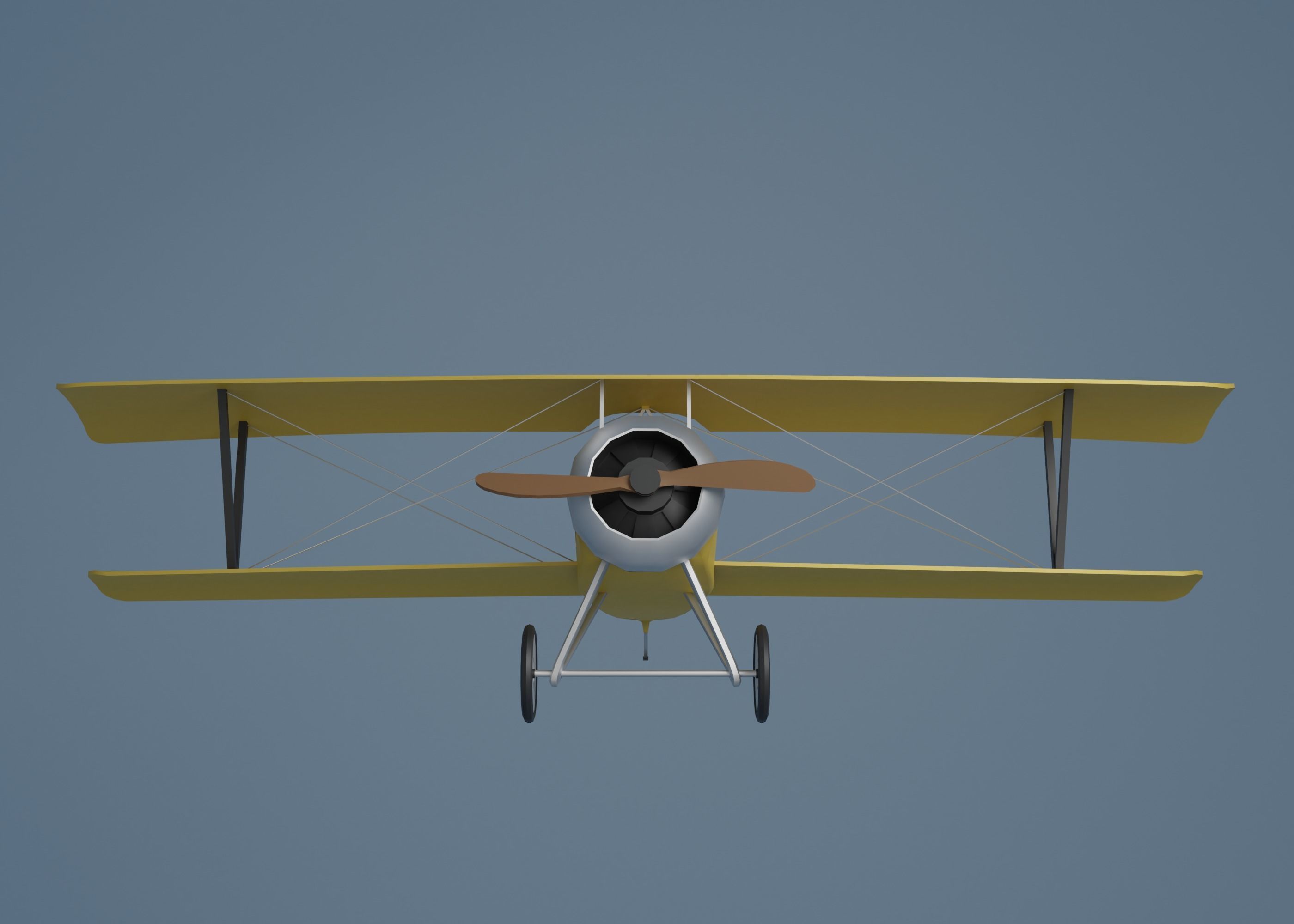 Airplane vintage biplane Low-poly 3D model_3